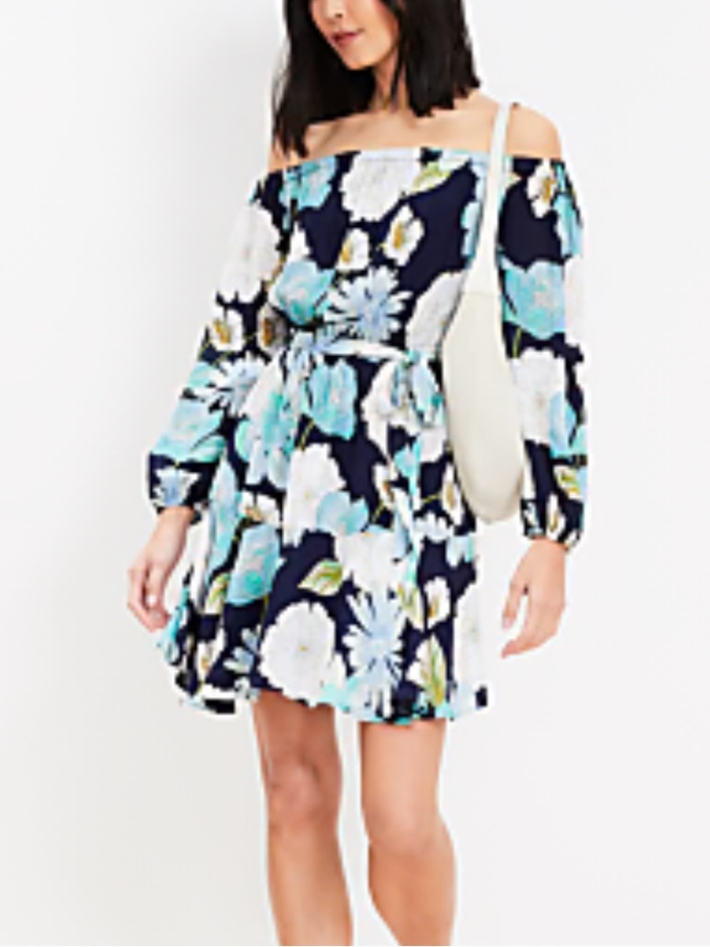 LOFT Floral Off The Shoulder Mini Dress, Size L, NWT